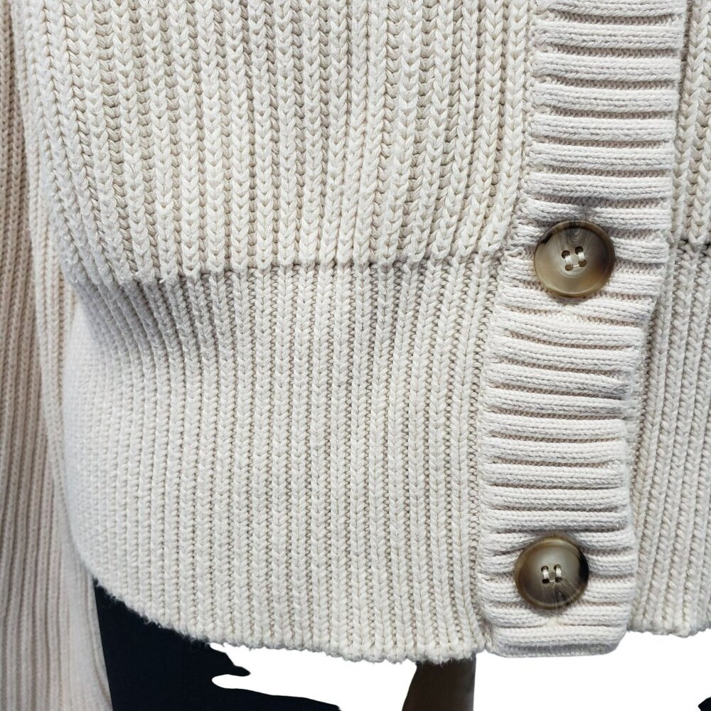 G. Label by Goop GWYN Cream Bella Button Bomber Cardigan Sweater Minimalist - Picture 15 of 16
